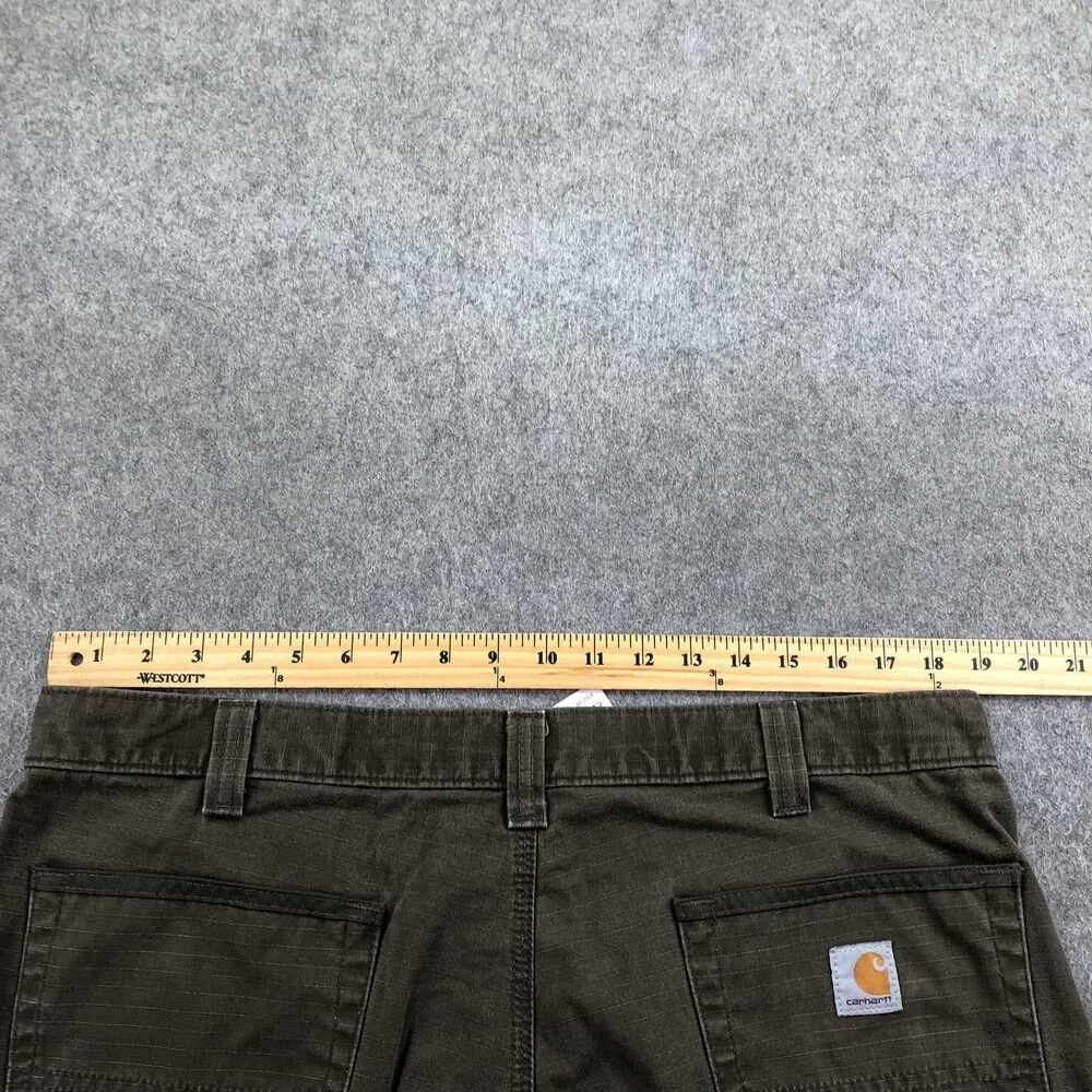 Carhartt Pants Mens 38x34 Green Canvas Cargo Relaxed Straight Workwear B342